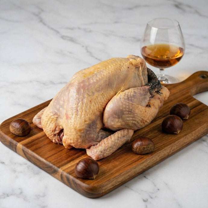 Pintade Label Rouge désossée farcie marron & cognac